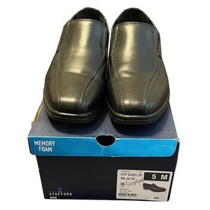 STAFFORD | Men’s Black Memory Foam Dash Slip On Dress Shoes Size 5